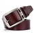 Men's genuine leather luxury belt with a stylish silver buckle, perfect for formal and casual attire.