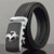 Men's automatic buckle leather belt in black with horse emblem, made from first layer cowhide, adjustable and stylish.
